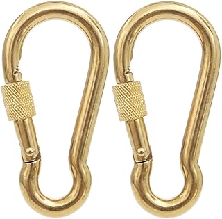 PROND Locking Carabiners, Heavy Duty Carabiner, 316 Stainless Steel Screw Lock Carabiner Hooks (Gold - 2PCS) (Gold - - Image 1