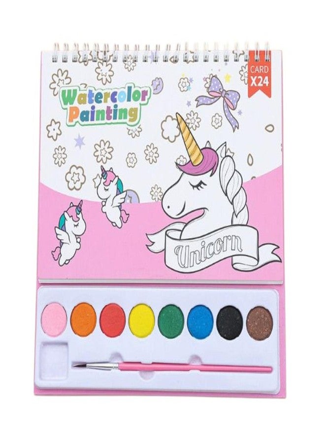ZQBIEE 24 Card Water Color Drawing Book for Kids with Embedded Water Paint Color and Best Birthday Return Gifts for Kids (Pack of 1) - Image 1