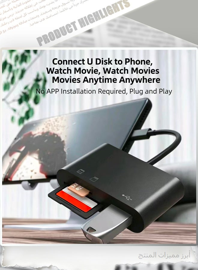 Type-C & Micro USB OTG Card Reader 3-in-1 Combo for Android Phones, USB Flash Drive Adapter with Lanyard, Portable External Memory Expansion Kit for Smartphones and Tablets - Image 4