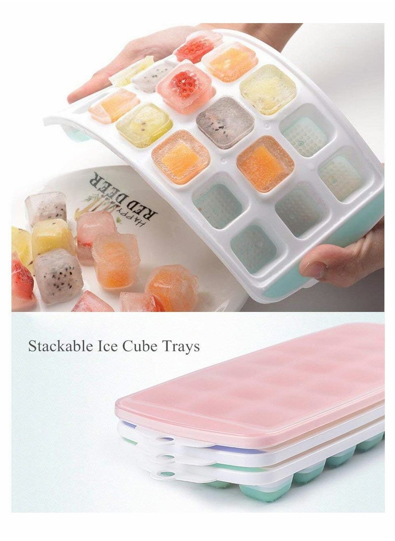 KASTWAVE - Ice Cube Trays 3 Packs Flexible Silicone Ice Trays with Spill-Resistant Lids Easy Release Ice Trays Make 63 Ice Cube, BPA Free,Stackable,Dishwasher Safe - Image 1