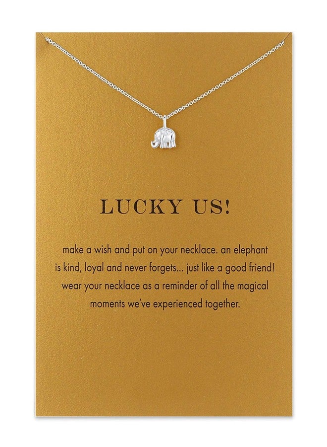 Baydurcan Friendship Anchor Compass Necklace Good Luck Elephant Pendant Chain Necklace with Message Card Gift Card, 18.5 inches, Metal, No Gemstone - Image 1