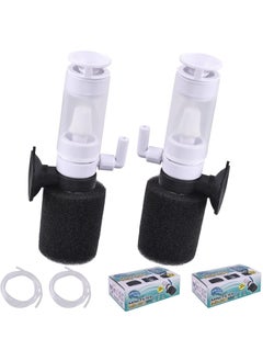 Mini Aquarium Sponge Filter, 2PCS Fry Betta Shrimp Foam Filter Kit with Airline Tubing, Quiet Internal Fish Tank Filter for Fresh, Saltwater, Small Fish Tank Oxygenation Filtration