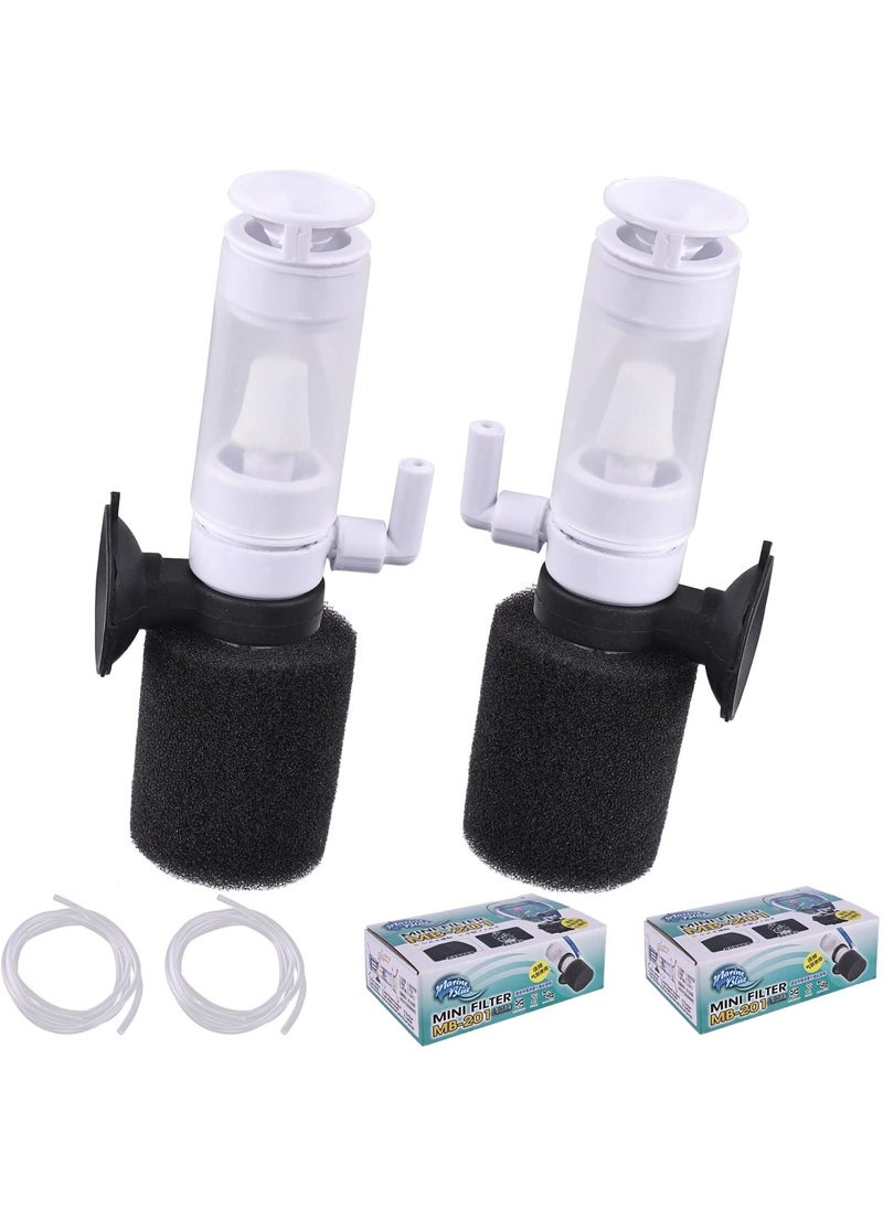CMGTYYD - Mini Aquarium Sponge Filter, 2PCS Fry Betta Shrimp Foam Filter Kit with Airline Tubing, Quiet Internal Fish Tank Filter for Fresh, Saltwater, Small Fish Tank Oxygenation Filtration - Image 1