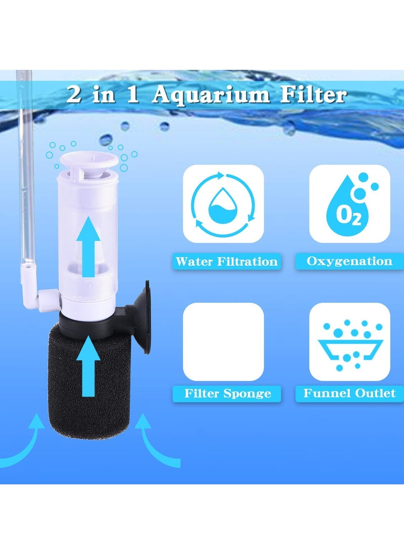 CMGTYYD - Mini Aquarium Sponge Filter, 2PCS Fry Betta Shrimp Foam Filter Kit with Airline Tubing, Quiet Internal Fish Tank Filter for Fresh, Saltwater, Small Fish Tank Oxygenation Filtration - Image 1