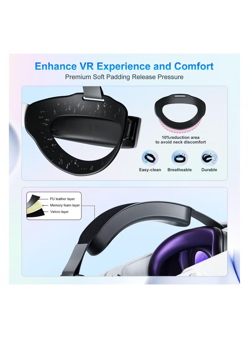 زونبون Oculus Quest 3 مع البطارية في الرأس ، 10000mAh بطارية لفترة أطول من التشغيل 4H ، إعادة الشحن السريع لمصدر VR ، Elite قابل للتعديل مع الملحقات البديلة لـ Oculus / Meta Quest 3 - Image 5