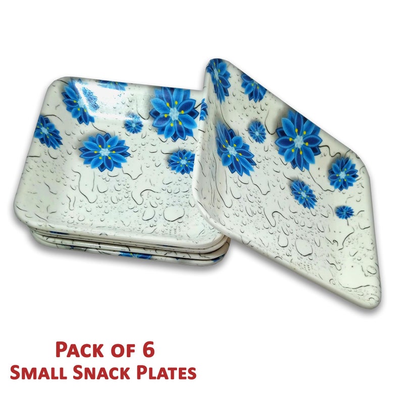 BHOJANWARE Stylish Melamine Square Small Snack Plates Set of 6- Serving and Kitchen Utensils (Size-5.5 Inch/ 14 CM) - Image 4