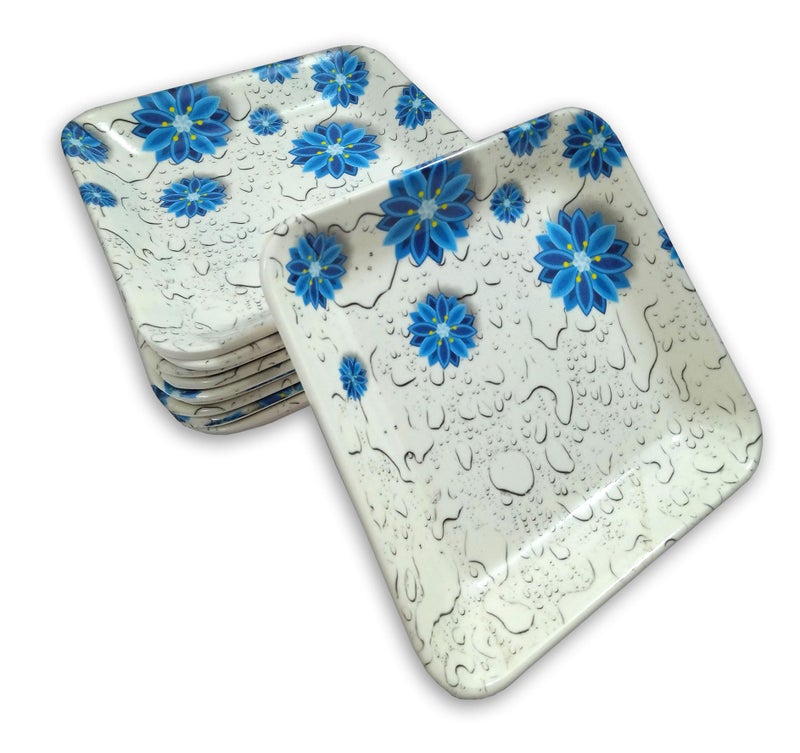 BHOJANWARE Stylish Melamine Square Small Snack Plates Set of 6- Serving and Kitchen Utensils (Size-5.5 Inch/ 14 CM) - Image 3