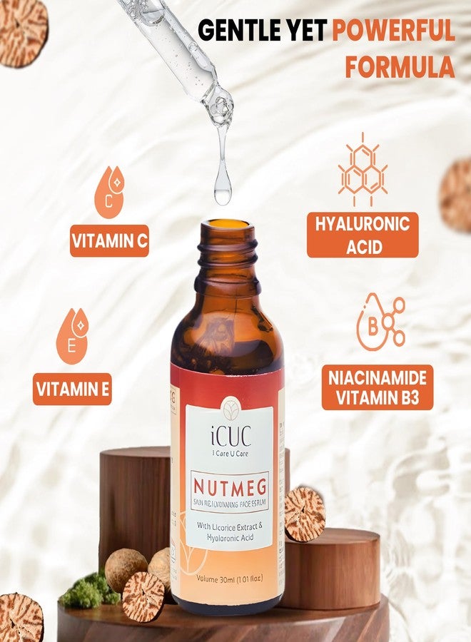 iCUC Nutmeg Skin Rejuvenating Face Serum 30ml - with Licorice Extract & Hyaluronic Acid - Improves Skin Hydration- Supports In Reducing Acne and Scars - Promotes Youthful Skin- For Women & Men - Pack of 1 - Image 3