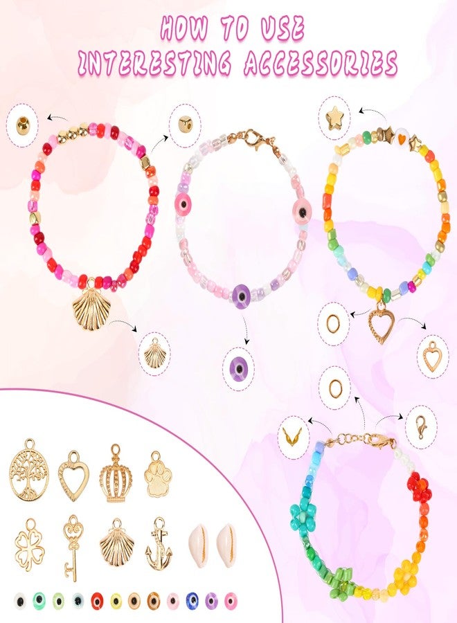 QUEFE 120 Colors Friendship Bracelet Kit 4mm Glass Seed Beads 15600pcs Beads for Bracelet Making Kit Accessories Charms and Pendants Kit for or DIY Jewelry Making Girls Craft - Image 4