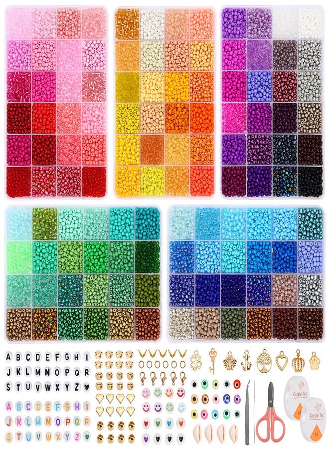 QUEFE 120 Colors Friendship Bracelet Kit 4mm Glass Seed Beads 15600pcs Beads for Bracelet Making Kit Accessories Charms and Pendants Kit for or DIY Jewelry Making Girls Craft - Image 1