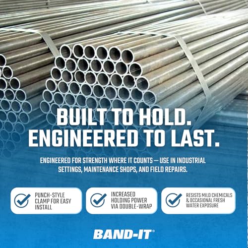 BAND-IT CP20S9 5/8" Wide x 0.025" Thick 5" Diameter, 201 Stainless Steel Center Punch Clamp (25 Per Box) - Image 3