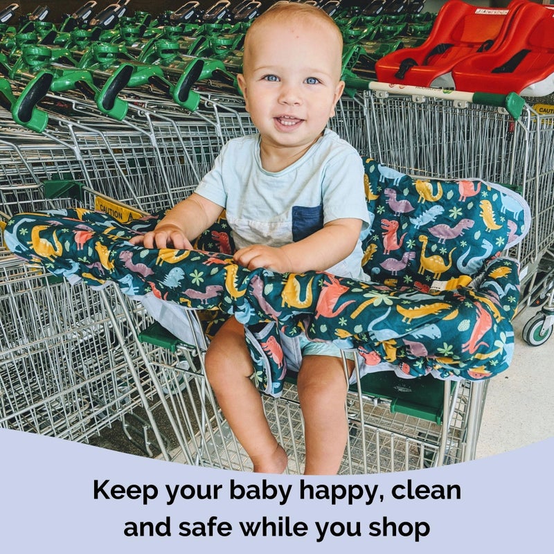 suessie غطاء عربة التسوق وغطاء كرسي عالي من سويسي، ديناصورات - Image 2