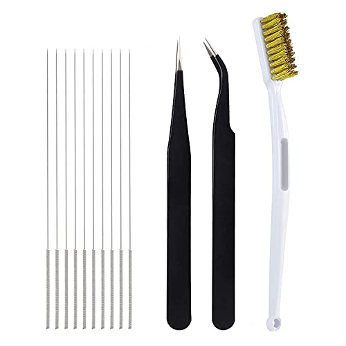 3DINNOVATIONS 13Pcs 3D Printer Nozzle Cleaning Kit, 10 Pcs 0.4mm Nozzle Cleaning Needles, 2 Pieces Tweezers and 1 Cleaning Copper Wire Brush - Image 1