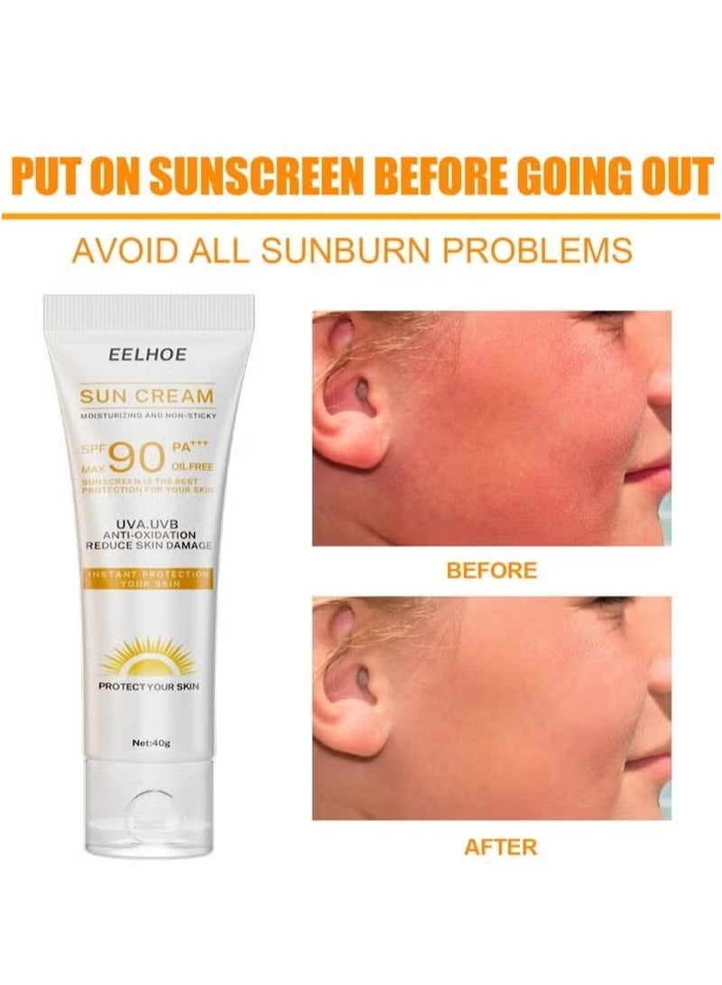 EELHOE Facial Sun Cream Moisturizing And Non-Sticky Sunscreen Facial Moisturizer Anti Aging Oil Free - Image 2