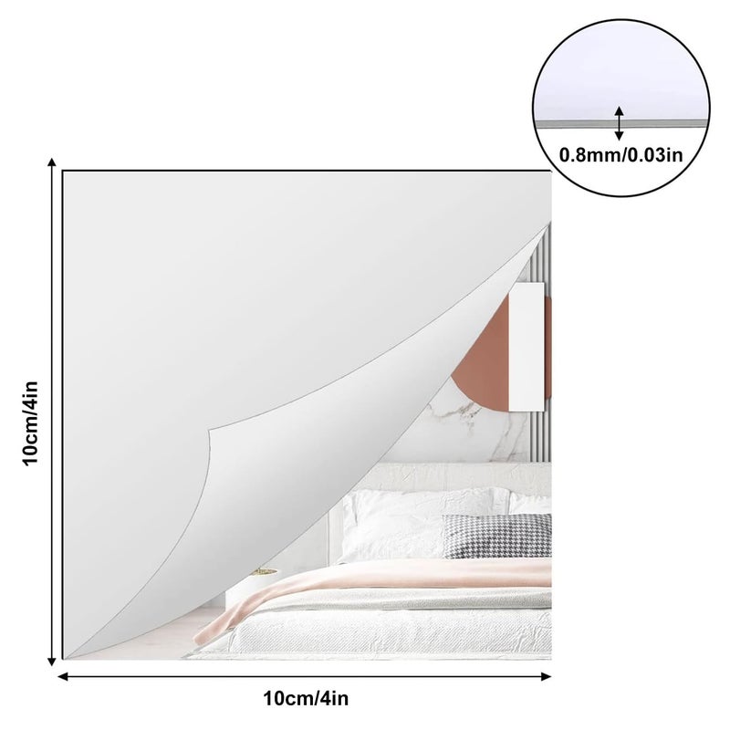 Kuber Industries Kuber Industries Self Adhesive Mirror Stickers For WallSquare Wall Mirror StickersFlexible Mirror For Wall Dcor Living RoomPremium Acrylic Material 10 CmPack Of 6 Silver 10 cms  - Image 3