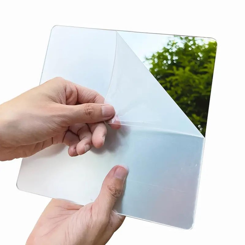 Kuber Industries Kuber Industries Self Adhesive Mirror Stickers For WallSquare Wall Mirror StickersFlexible Mirror For Wall Dcor Living RoomPremium Acrylic Material 10 CmPack Of 6 Silver 10 cms  - Image 2