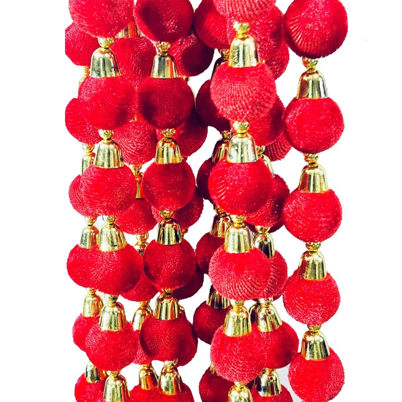 MAPPA Decorative Ball Garlands Door Hangings - 5 ft Multicolour with Indian Red Chakri Accents | Vibrant Handmade Toran for Festive Home Decor, Pooja, Weddings & Diwali - Image 4