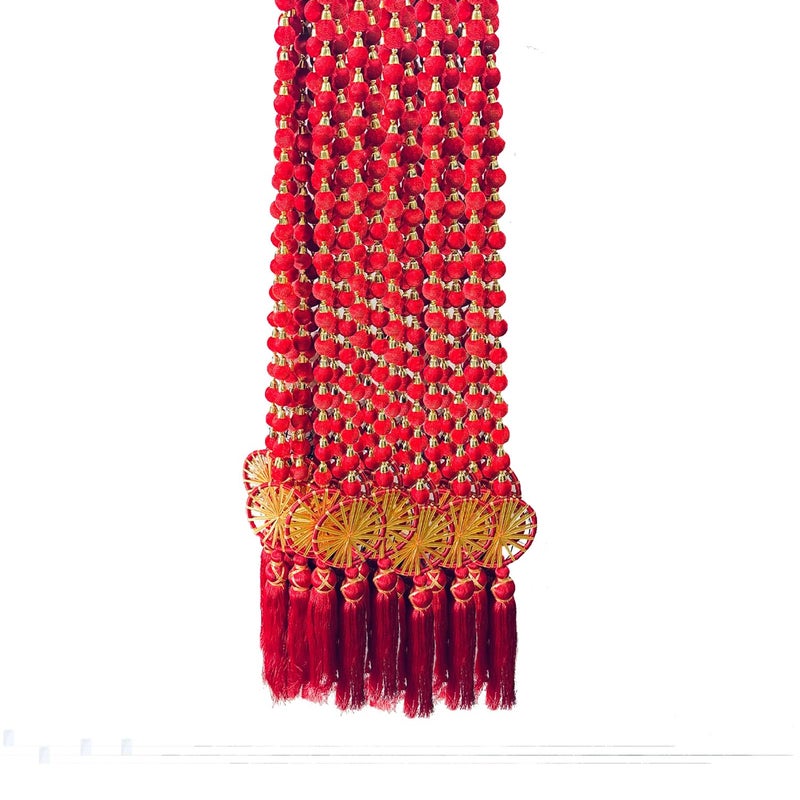 MAPPA Decorative Ball Garlands Door Hangings - 5 ft Multicolour with Indian Red Chakri Accents | Vibrant Handmade Toran for Festive Home Decor, Pooja, Weddings & Diwali - Image 1