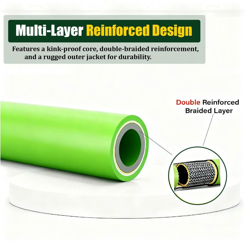 LycorTrade Pressure Washer Hose 50FT for Power Washer, 5800 PSI Kink Resistant Pressure Washing Extension Hose, 1/4" Power Washer Hose Replacement (M22-14mm) with 3/8" Quick Connector, Green - Image 5