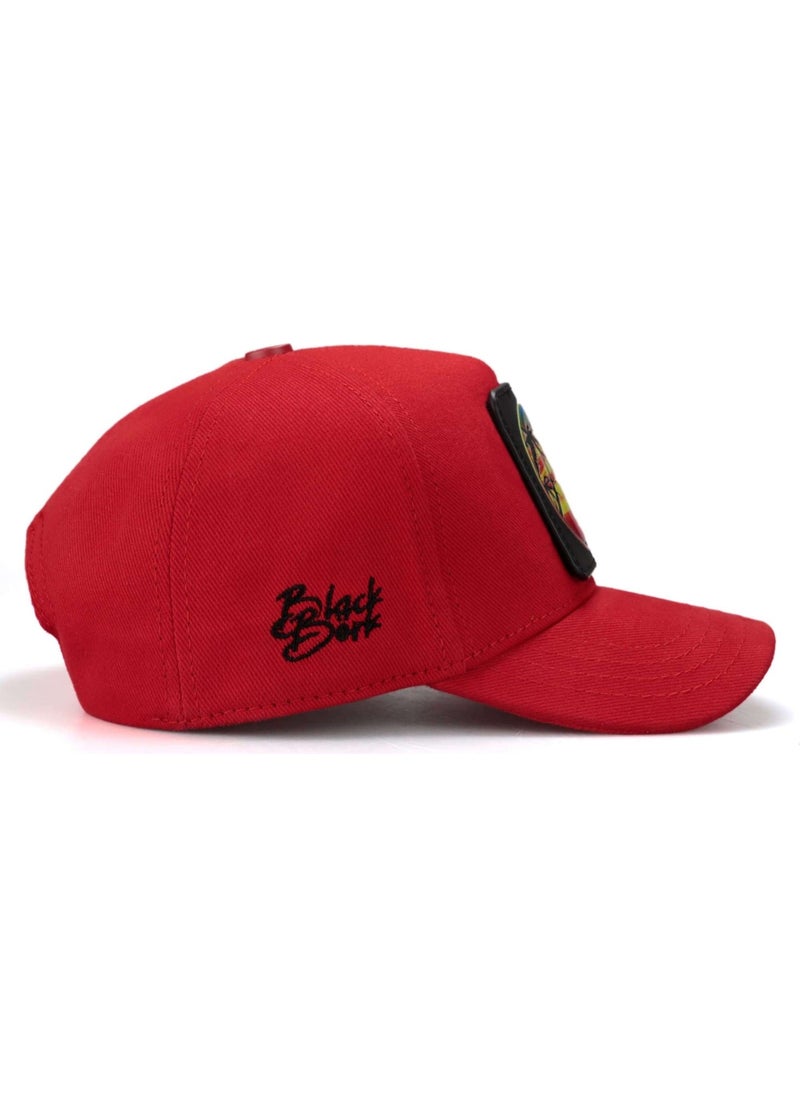 Black Börk V1 Kids Baseball Squirrel - Unisex Red Children's Hat (Cap) with 3 Code Logo  - Image 2
