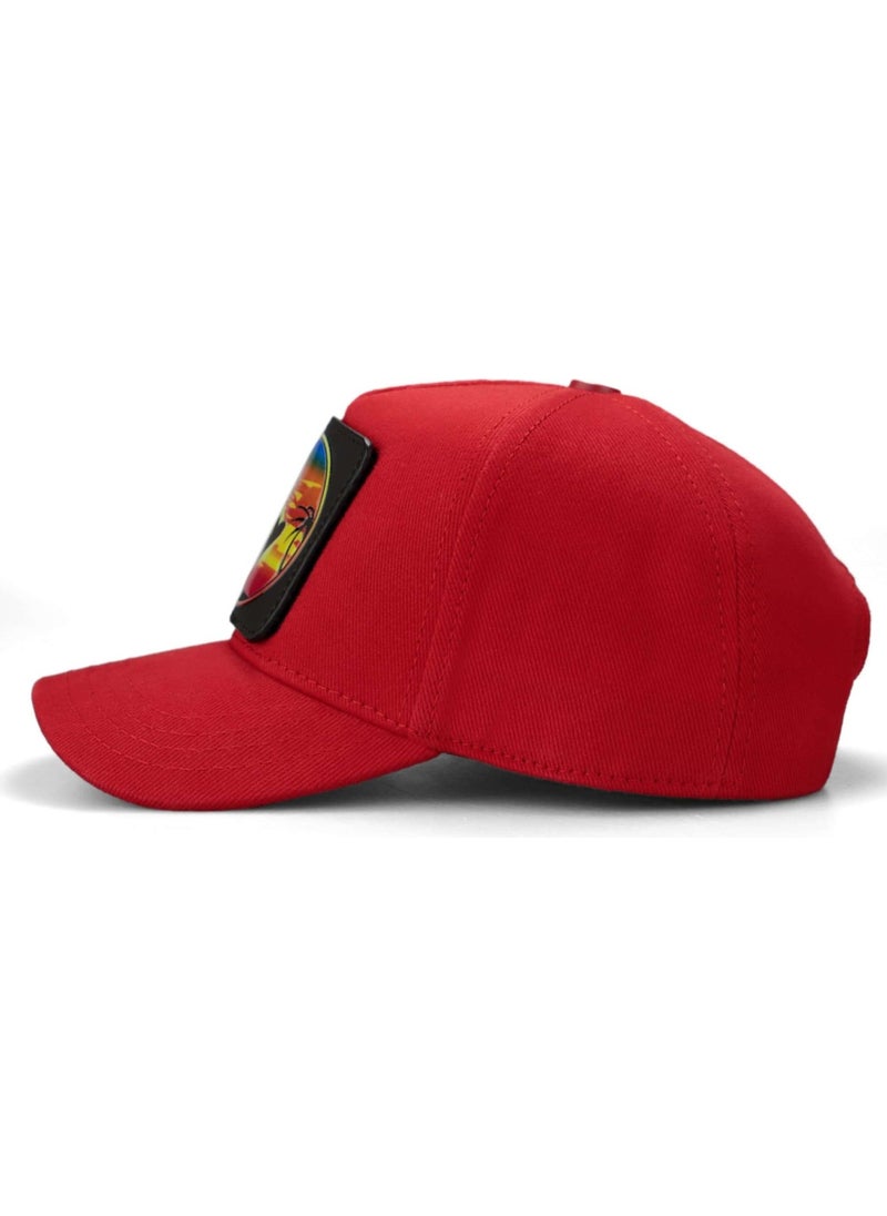 Black Börk V1 Kids Baseball Squirrel - Unisex Red Children's Hat (Cap) with 3 Code Logo  - Image 4