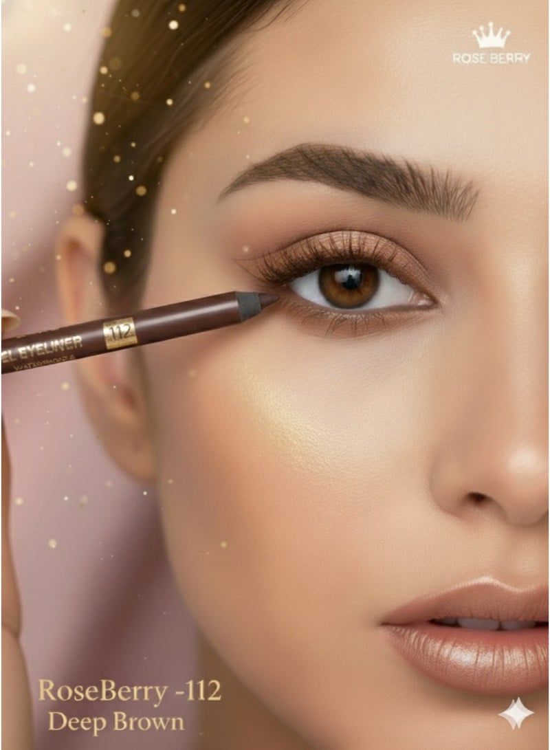 روز بيري قلم آيلاينر جِل  (Gel Eye Liner) - رقم 112 -بني داكن  مقاوم للماء ويدوم طويلاً - تركيبة جِل لتحديد العيون والكحل - بديل الكحل الأسود - Image 2