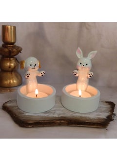 Taşdevri Life Tasdevri Life Decorative Fire Warming Dog and Rabbit Set Tealight Candle Holder  - Image 3