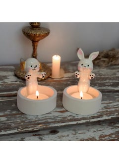 Taşdevri Life Tasdevri Life Decorative Fire Warming Dog and Rabbit Set Tealight Candle Holder  - Image 2
