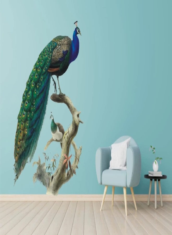Eja Art ملصق حائط بتصميم طاووس جميل | ديكور حائط عاكس ذاتي اللصق | ديكور منزلي عصري لغرفة المعيشة وغرفة النوم والمنزل | سهل اللصق - Image 1