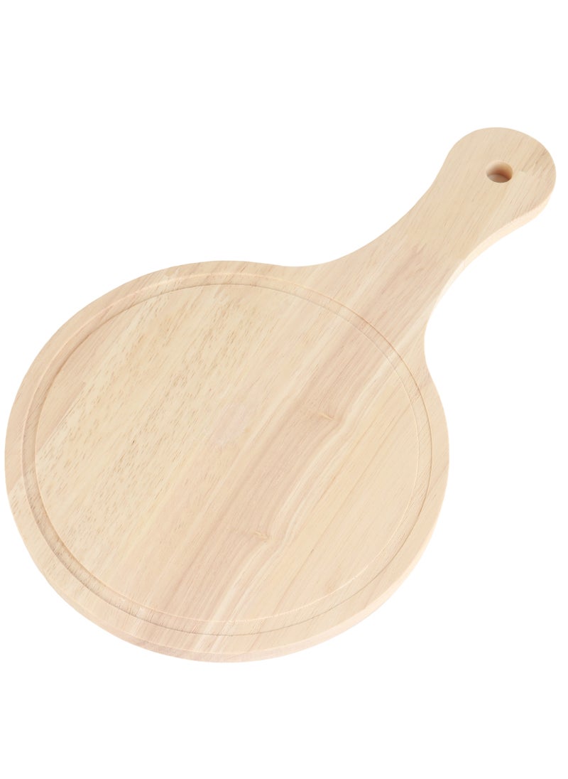 HOMEVEO Pizza serving tray with a circular wooden design, beige  - Image 1