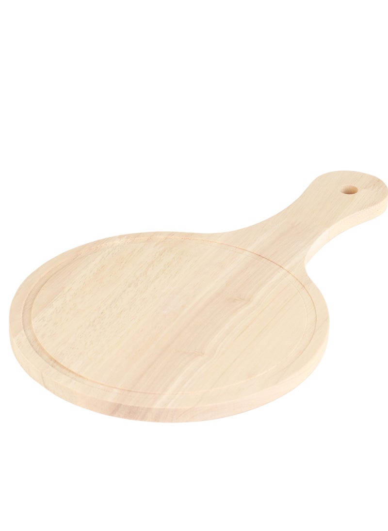 HOMEVEO Pizza serving tray with a circular wooden design, beige  - Image 3