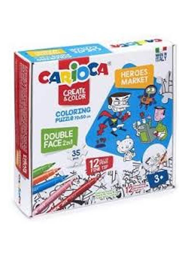 carioca Color Coloring Puzzle And Markers Multicolour 