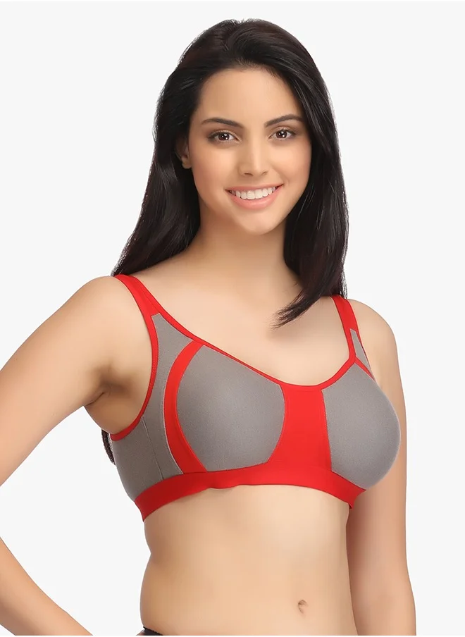 كلوفيا Clovia Non-Padded Non-Wired Full Coverage Colourblock Bra - Cotton