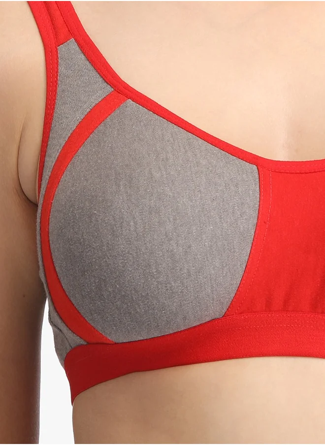كلوفيا Clovia Non-Padded Non-Wired Full Coverage Colourblock Bra - Cotton