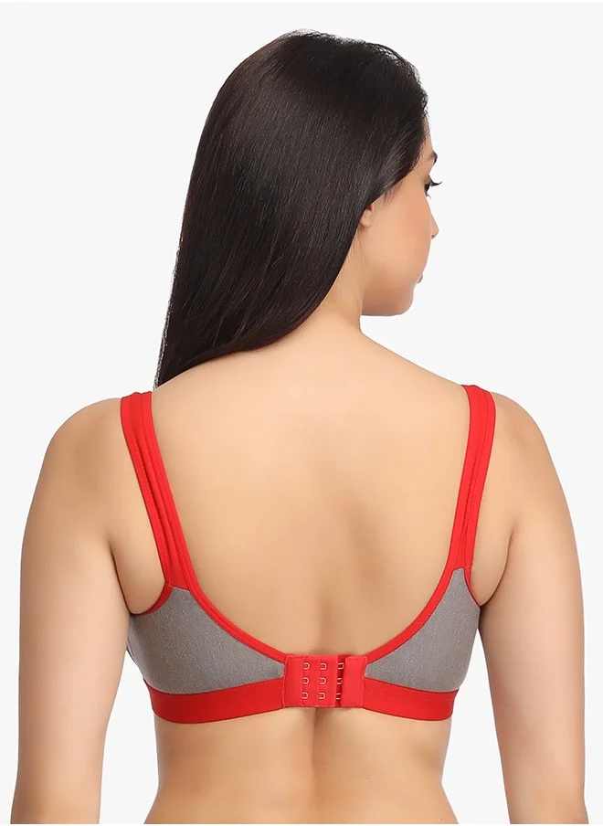 كلوفيا Clovia Non-Padded Non-Wired Full Coverage Colourblock Bra - Cotton