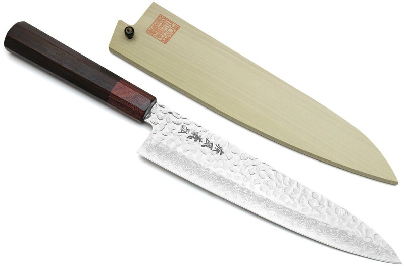 Yoshihiro VG10 46 Layers Hammered Damascus Gyuto Japanese Chefs Knife (Octagonal Shitan Rosewood Handle) (7" (180mm)) - Image 1