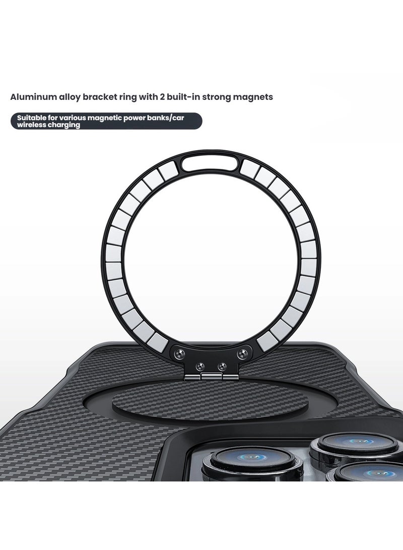 general iPhone 16 Pro Max Case Carbon Fibre Design Built-in Stand Magnetic Function Precise Fit Drop-proof and Wear-resistant - Image 2