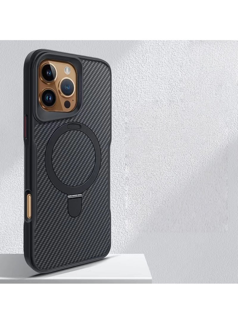 general iPhone 16 Pro Max Case Carbon Fibre Design Built-in Stand Magnetic Function Precise Fit Drop-proof and Wear-resistant - Image 1