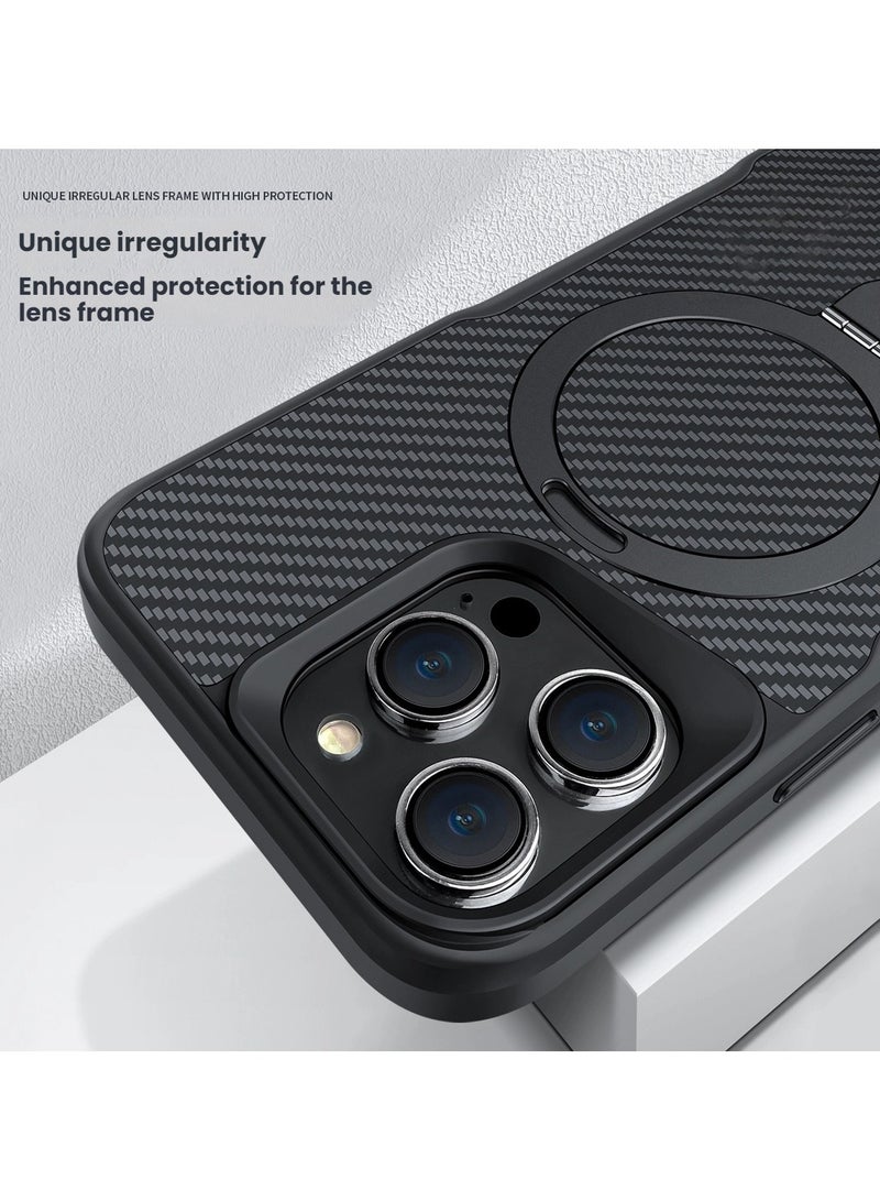 general iPhone 16 Pro Max Case Carbon Fibre Design Built-in Stand Magnetic Function Precise Fit Drop-proof and Wear-resistant - Image 3