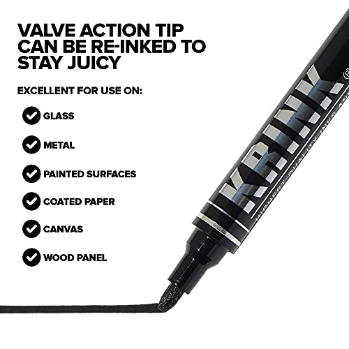 Krink K-42 Black Paint Marker - Vibrant and Opaque Fine Art Paint Pen for Any Surface - Permanent Marker with Alcohol-Based Paint for Metal Glass Paper Painted Surfaces and More - Image 4