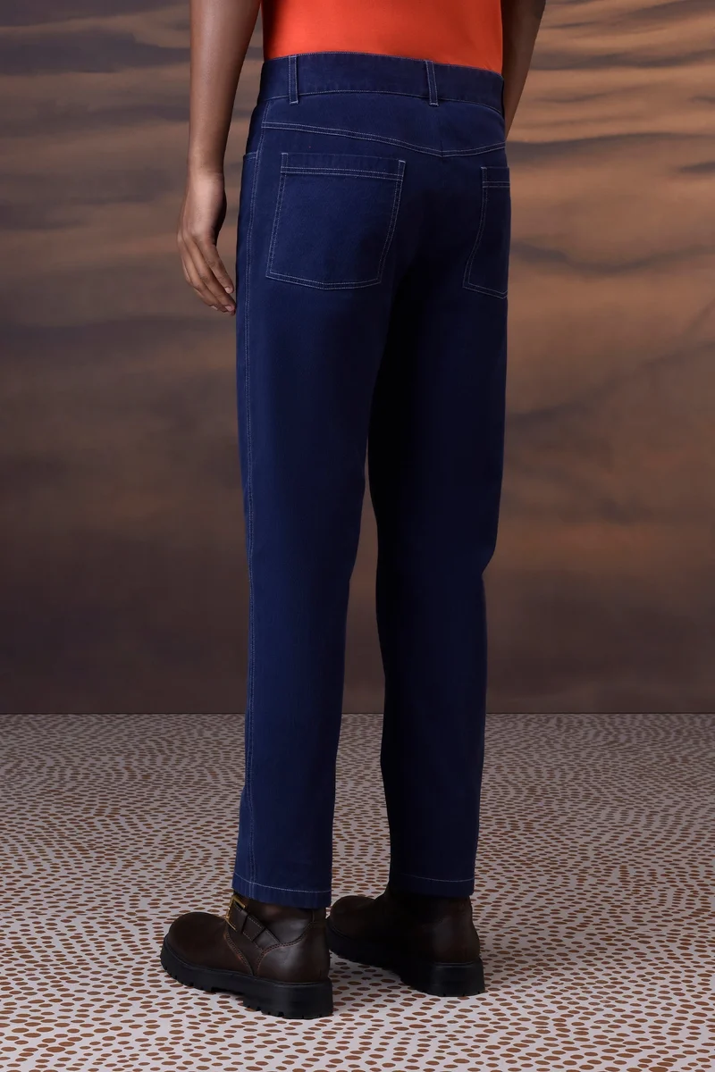 Genes Lecoanet Hemant Structured Navy Straight-Leg Trouser