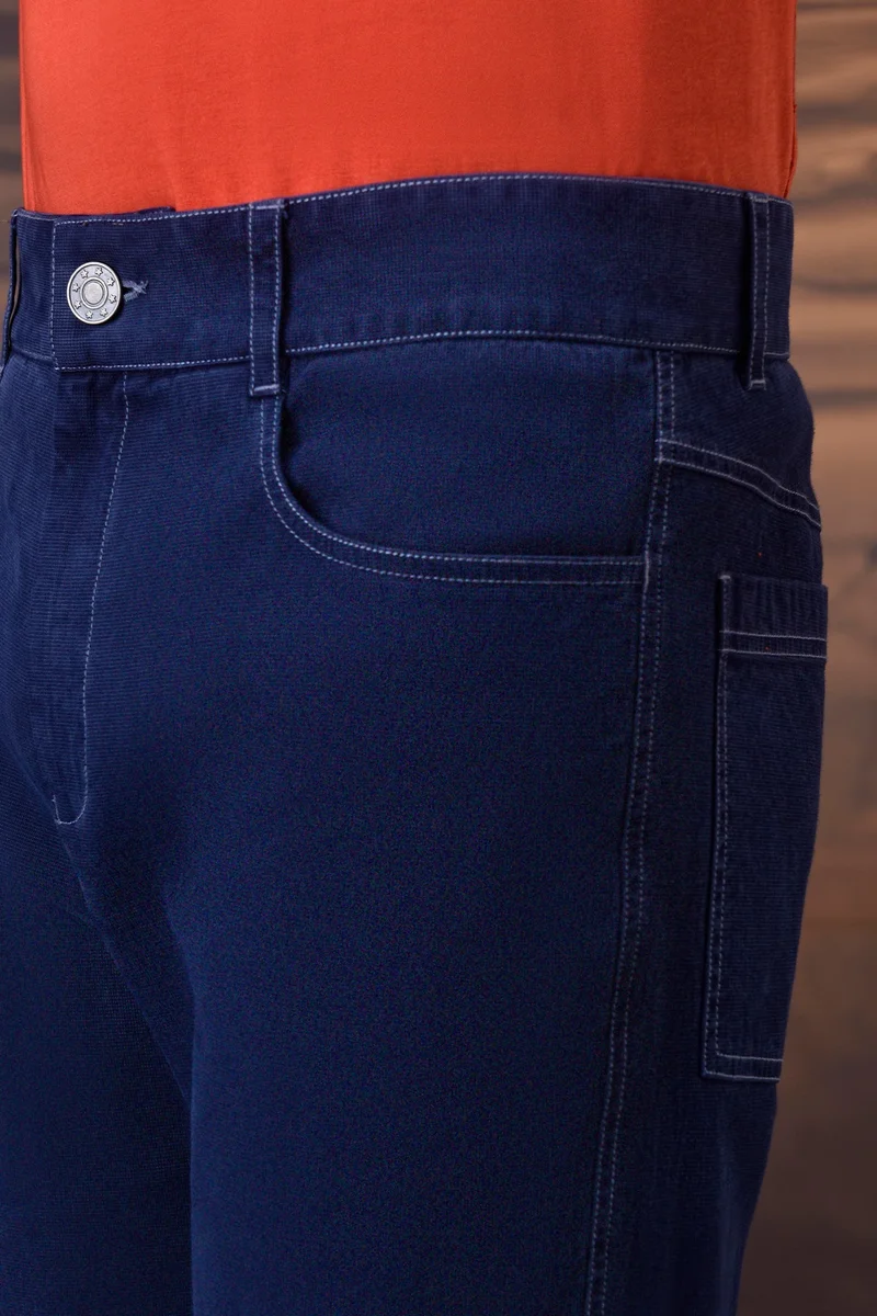 Genes Lecoanet Hemant Structured Navy Straight-Leg Trouser