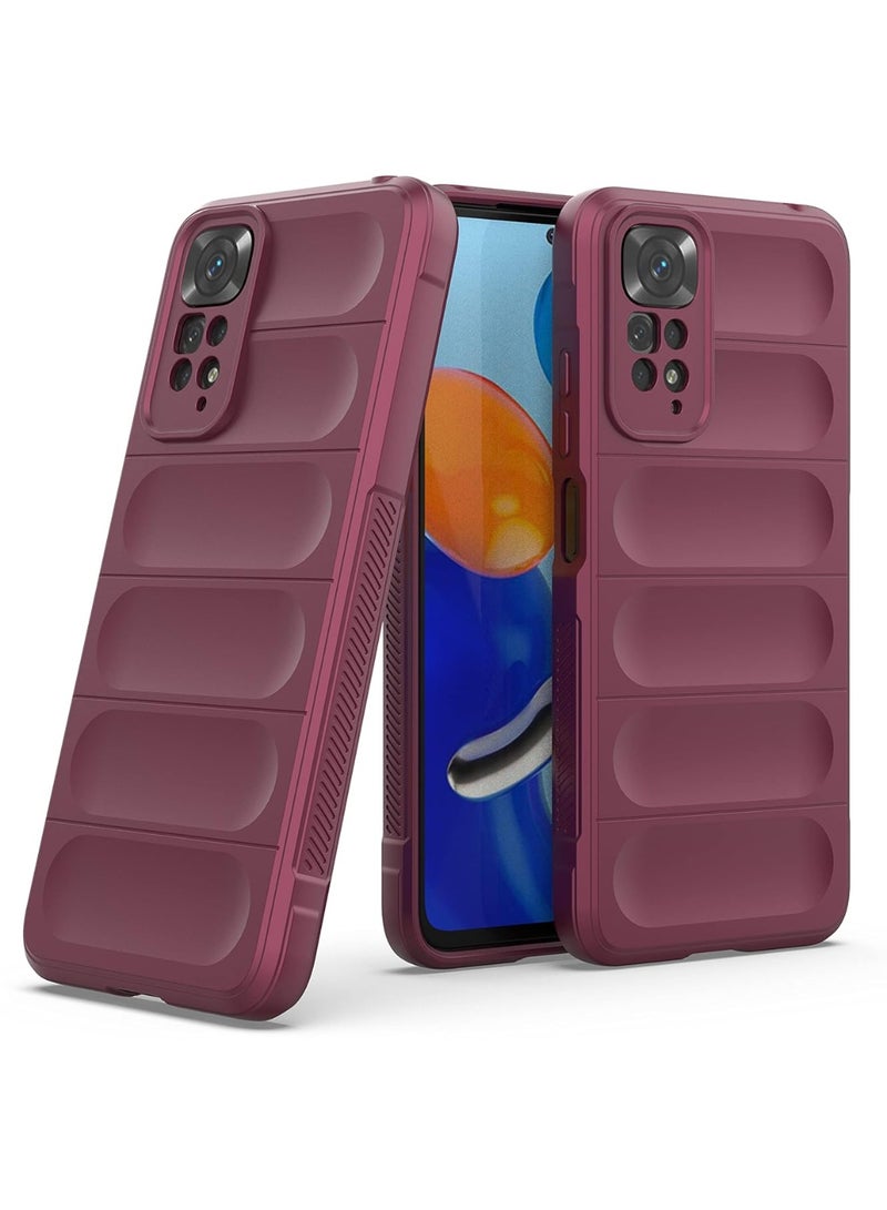 Premium Protection Back Silicone Case Compatible with Xiaomi Redmi Note 11/Note 11S Magic Shield Shockproof Case with Camera Protection (wine Red)  - Image 1