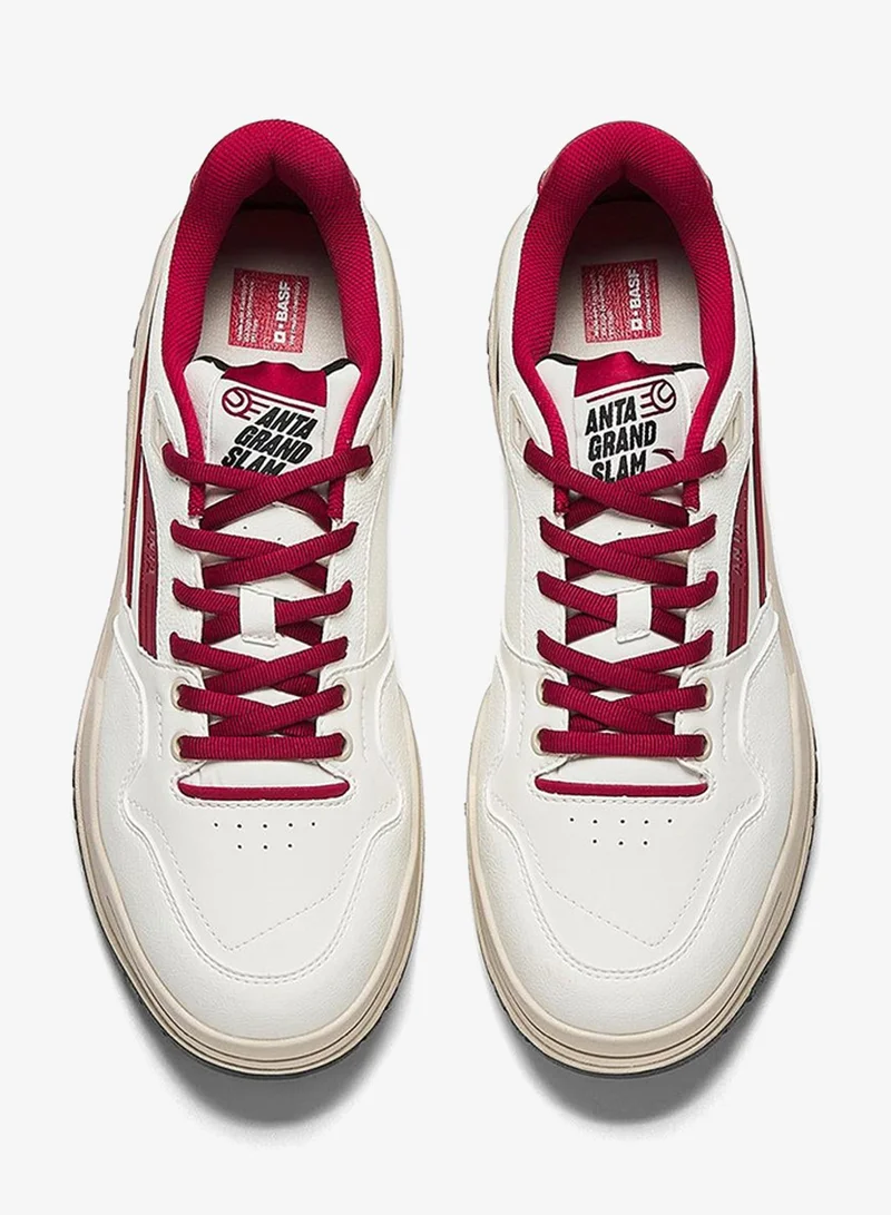 Anta Beige/Red Men’s Low-Top Casual Sneakers – Comfortable Everyday Lifestyle Shoes for Men | Best Price UAE