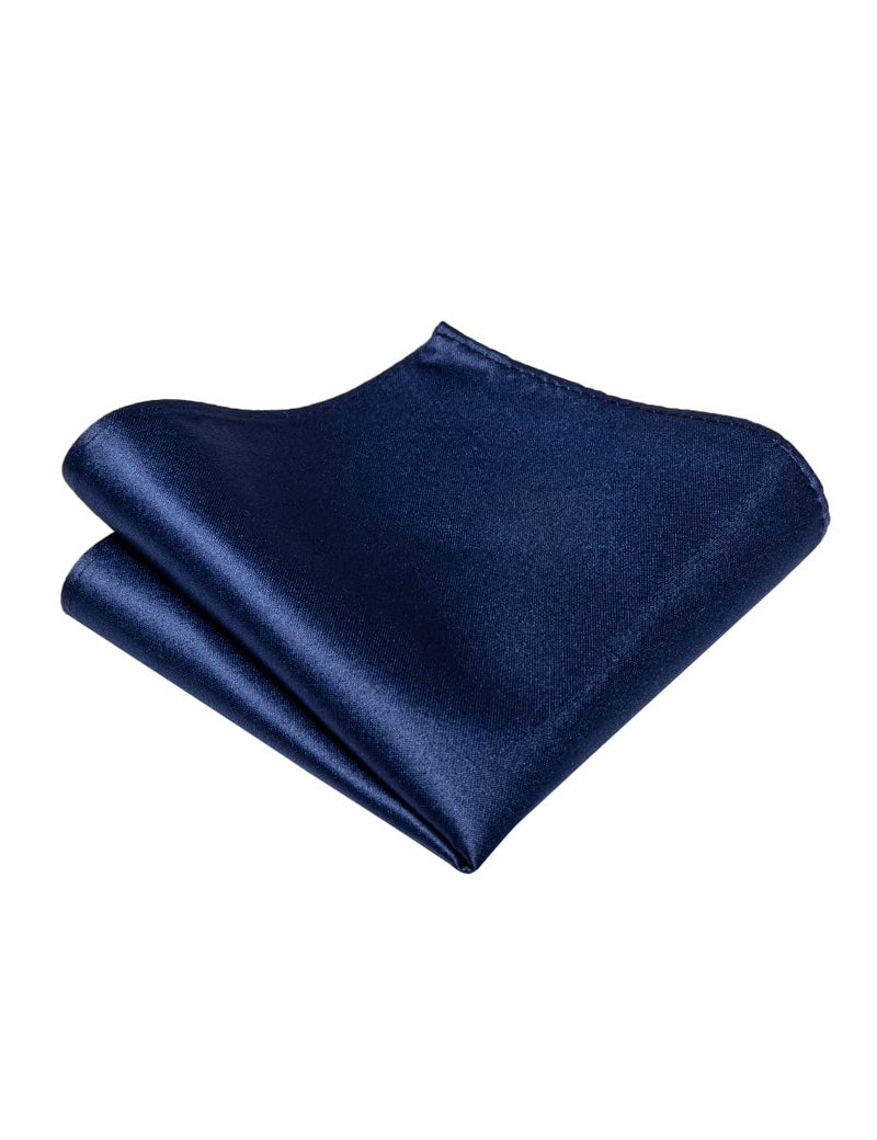 YourTies 3.15'' Zipper Ties Navy Blue Pretied Tie and Pocket Square Set Adjustable Satin Solid Mens Necktie for Business Formal Wedding - Image 5