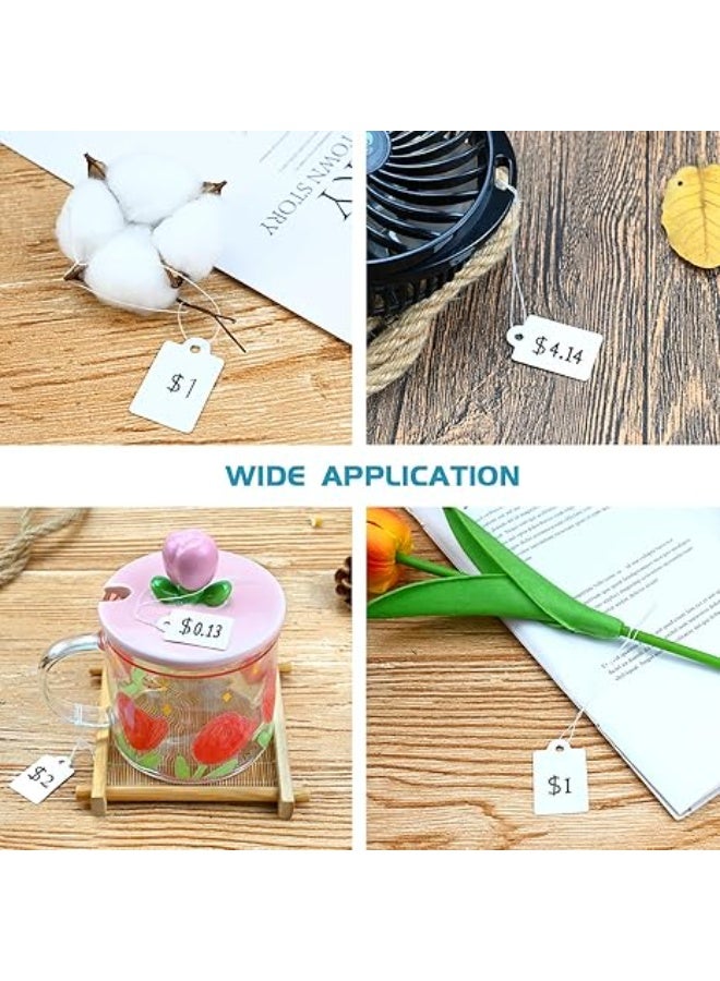 200 Pcs Mini Kraft Price Tags, Marking Tags Kraft Price Tags Writable Blank Price Labels Display Tags with Elastic Hanging String, 0.59 x 0.98 Inch - Image 5