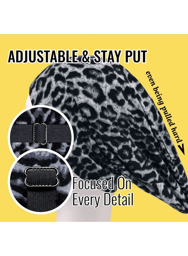 PARISBELLA Satin Lined Sleep Cap Bonnet For Curly Hair And Braids Stay On All Night Hair Wrap With Adjustable Strap For Women And Men Black And Black Leopard Pack Of 2 - Image 4