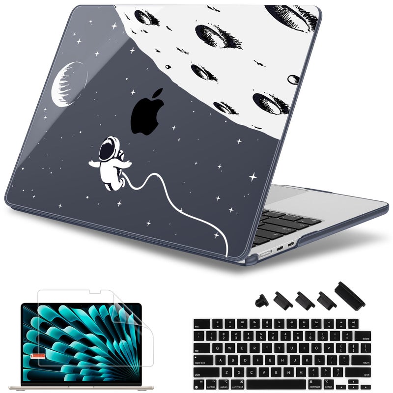 May Chen Compatible with M4 MacBook Air 15 inch Case 2025 2024 2023 A3241 A3114 M3 A2941 M2 with Liquid Retina Display Touch ID Plastic Hard Shell with Keyboard Cover Astronaut Flight