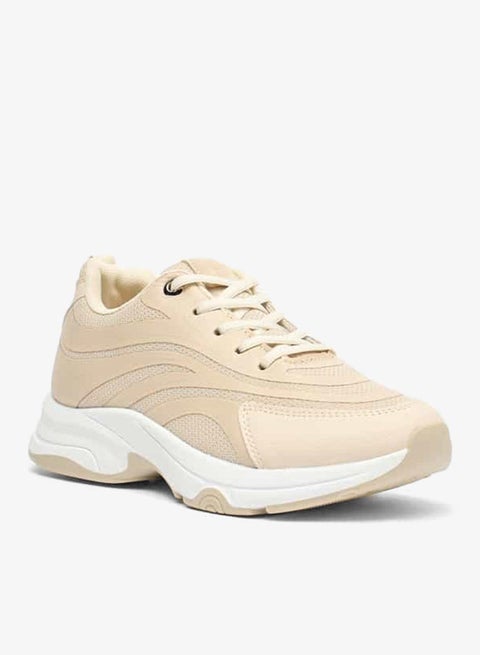 Women Textured Lace-Up Low Ankle Sneakers