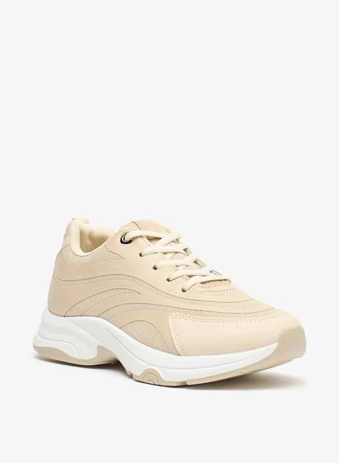 Flora Bella By Shoexpress Women Textured Lace-Up Low Ankle Sneakers